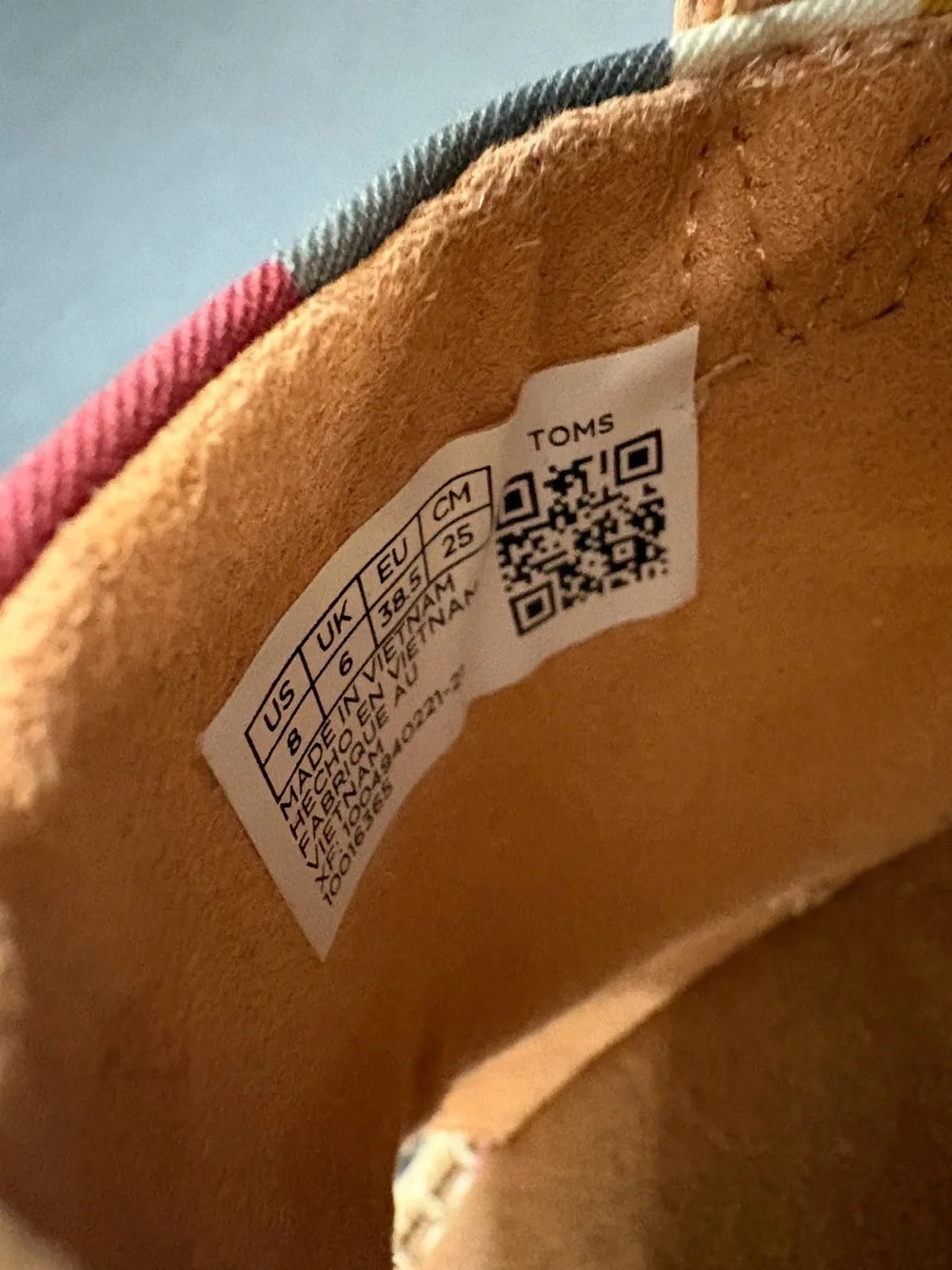 Toms Multicolor Canvas Graphic Espadrille Wedge Sandal Size 8 NWOT